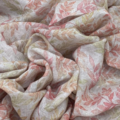 Viscose Linen Natural Beige Flower Print