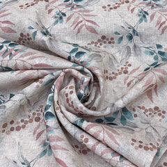 Viscose Linen Natural Beige Flower Print