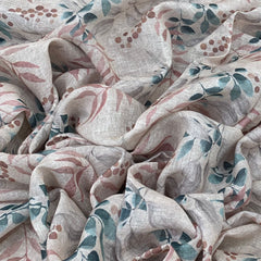 Viscose Linen Natural Beige Flower Print