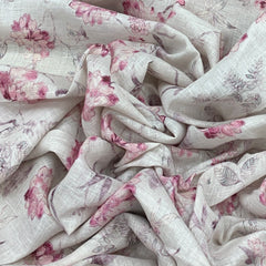 Gauge Linen Light Pink Floral Print