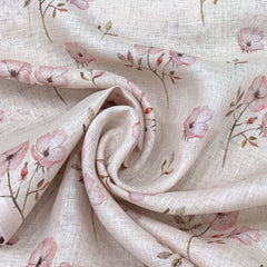 Gauge Linen Light Peach Floral Print