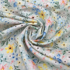 Gauge Linen Light Green Floral Print