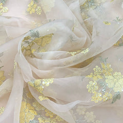 Light Peach Pure Organza Embroidery