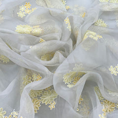 Light Grey Pure Organza Embroidery