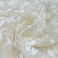 Off White Pure Organza Self Embroidery
