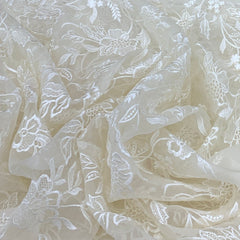 Off White Pure Organza Self Embroidery