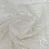 White Pure Organza Sequins Thread Embroidery