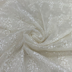 White Pure Organza Overall Embroidery