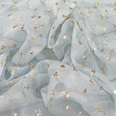 Light Blue Pure Organza Sequins Zari Embroidery