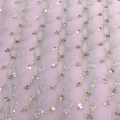 Light Pink Pure Organza Sequins Zari Embroidery