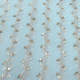 Light Sea Green Pure Organza Sequins Zari Embroidery
