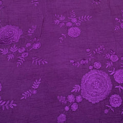 Purple Slub Silk Self Floral Embroidery