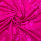 Bright Pink Slub Silk Self Floral Embroidery