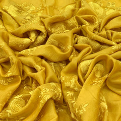 Slub Silk Yellow Colour Embroidery