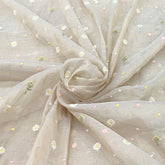 Beige Flower Chanderi Thread Embroidery