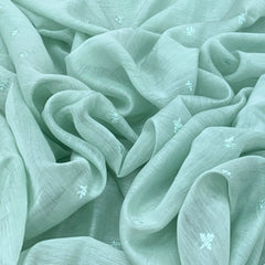 Sea Green Mul Chanderi Butti Thread Embroidery