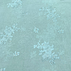 Sea Green Mul Chanderi Floral Thread Embroidery