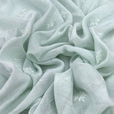 Baby Blue Mul Chanderi Floral Embroidery