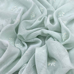 Baby Blue Mul Chanderi Floral Embroidery