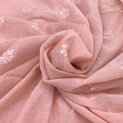Peach Mul Chanderi Floral Embroidery