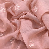 Peach Mul Chanderi Floral Embroidery