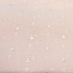Light Peach Mul Chanderi Thread Embroidery