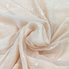 Light Peach Mul Chanderi Thread Embroidery