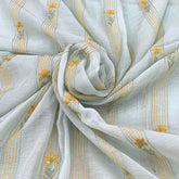 Sea Green Flower Mul Chanderi Embroidery