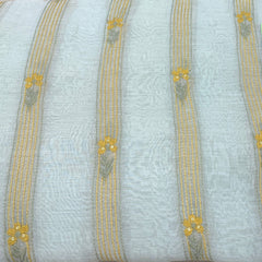 Sea Green Flower Mul Chanderi Embroidery