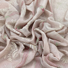 Pastel Onion Pink Mul Chanderi Embroidery