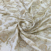 Natural Tissue Cutdana Zari Embroidery