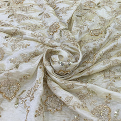 Natural Tissue Cutdana Zari Embroidery