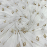 White Georgette Mirror Zari Embroidery