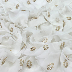 White Georgette Mirror Zari Embroidery