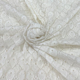 White Georgette Lucknowi Flower Embroidery