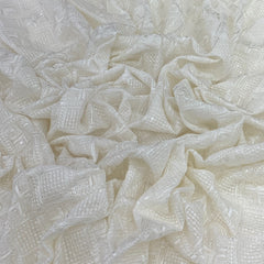 White Georgette Lucknowi Diamond Embroidery