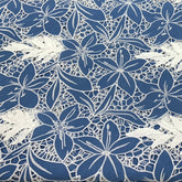 Blue Crepe Cutwork Embroidery