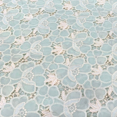 Mint Green Floral Crepe Cutwork Embroidery