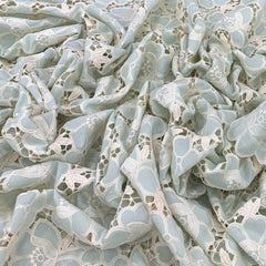 Mint Green Floral Crepe Cutwork Embroidery