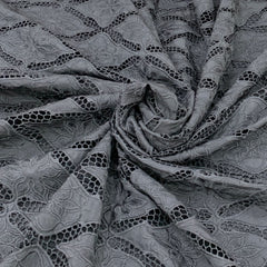 Black Crepe Cutwork Floral Embroidery