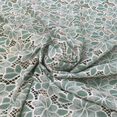 Green Crepe Cutwork Floral Embroidery