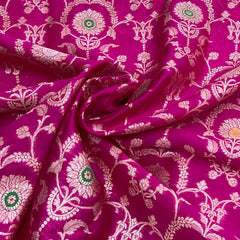 Rani Pink Flower Jal Pure Silk Brocade