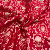 Blood Red Flower Jal Pure Silk Brocade