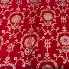 Blood Red Flower Jal Pure Silk Brocade