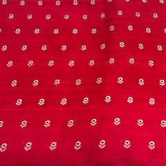 Bright Red Floral Meenakari Butti Raw Silk Brocade