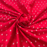 Bright Red Floral Meenakari Butti Raw Silk Brocade