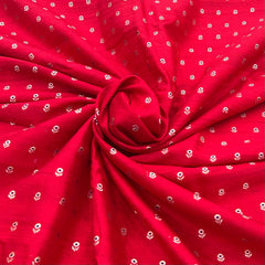 Bright Red Floral Meenakari Butti Raw Silk Brocade