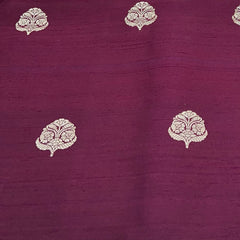 Wine Floral Butti Raw Silk Brocade