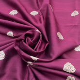 Wine Floral Butti Raw Silk Brocade