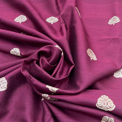 Wine Floral Butti Raw Silk Brocade